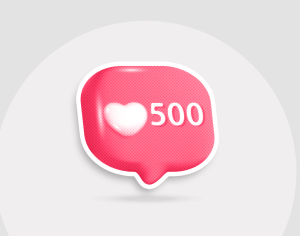 Pink speech bubble featuring the number 500 prominently displayed in the center.