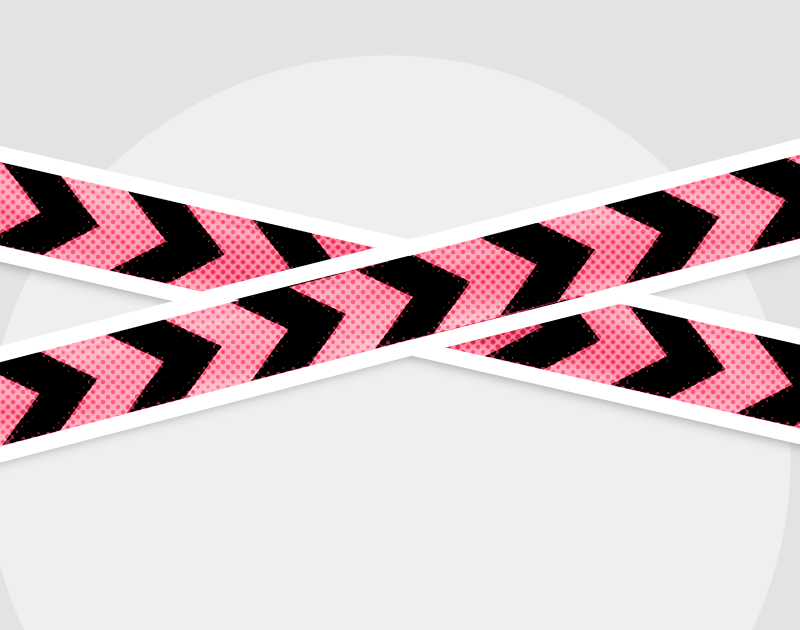Two chevron-patterned tape strips in pink and black arranged parallel to each other.